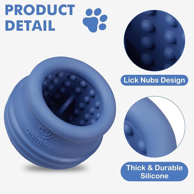 Treat Dispensing Dog Toy, Long-Lasting Interactive Puzzle Toys for Dogs, Stuffable Dog Enrichment Frozen Lick Treat Toy for Boredom, BPA Free Silicone Fetch Catch Chew Toy (Dark Blue,L)