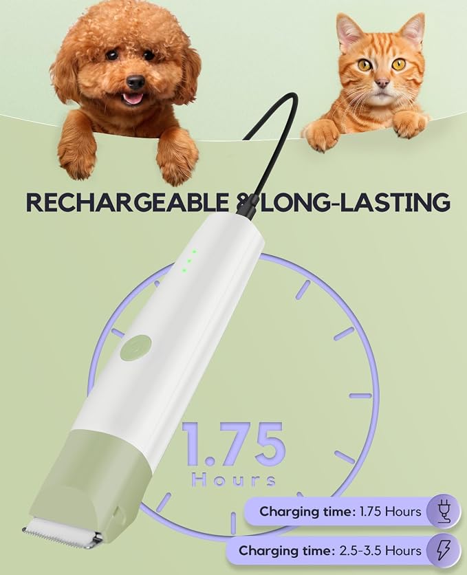 4-in-1 Dog Clippers Grooming Kit - Paw Trimmer & Nail Grinder, Green