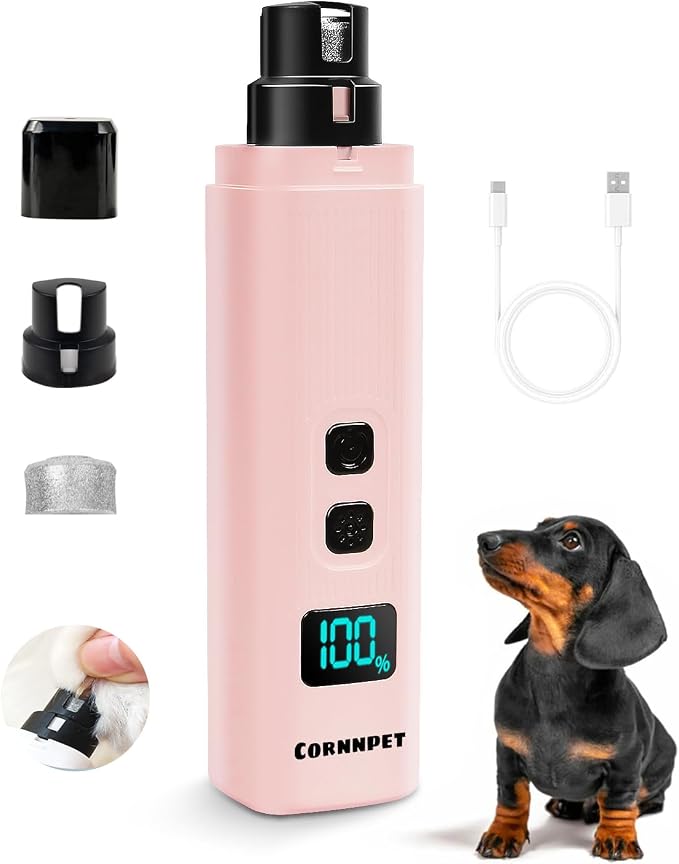 Electric Dog & Cat Nail Grinder with 2 LED Lights, Pink