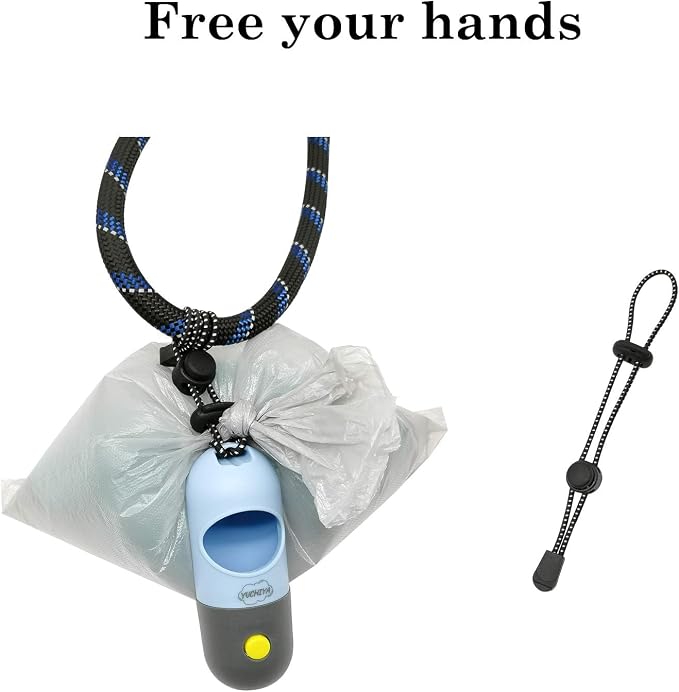 YUCHIYA Dog Poop Bags Holder with LED Flashlight, Sky Blue, 15 Bags, 3 Accessories