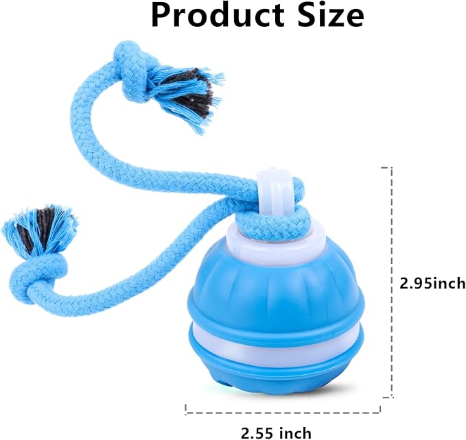 Interactive Dog Toys Ball, 3 Modes & Powerful Motor, Random Movement & Swinging Rope, Bird Chirping Stimulate, USB C Rechargeable for Small Medium Dogs for Boredom, Anxiety Relief