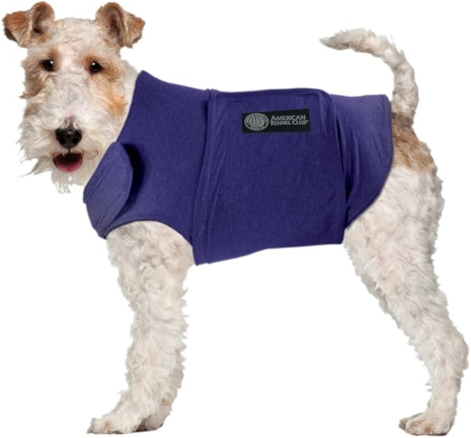 AKC - American Kennel Club Anti Anxiety and Stress Relief Calming Coat for Dogs, Essential for Thunderstorm season and 4th of July Fireworks- Blue, X-Small