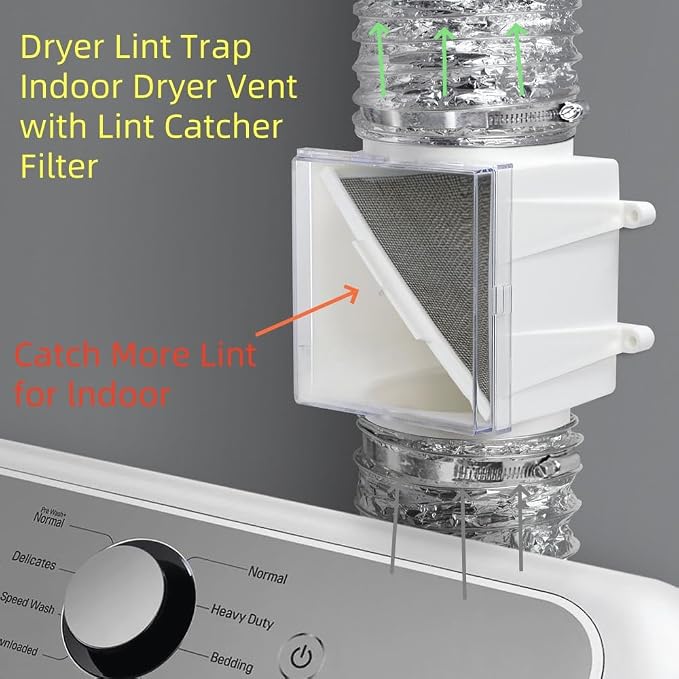 Dryer Duct Lint Trap, Extra Heat Dryer Saver,Accommodates 4" Transition Ducts,1-Pack