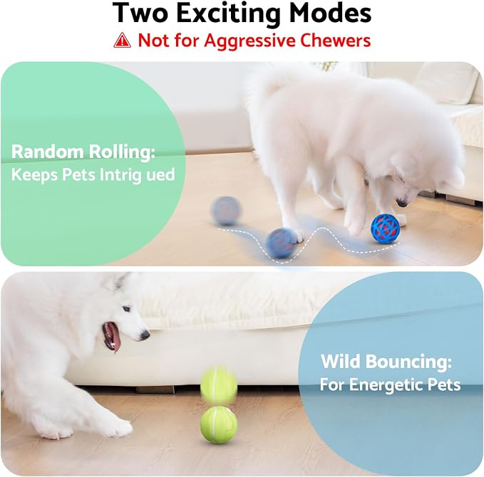 seagi Interactive Dog Toy, Motion-Activated Bouncing Vibrating Dog Ball | USB Rechargeable Design with Durable Natural Rubber Shell for Interactive Dog Ball, for Small/Medium/Large Dogs