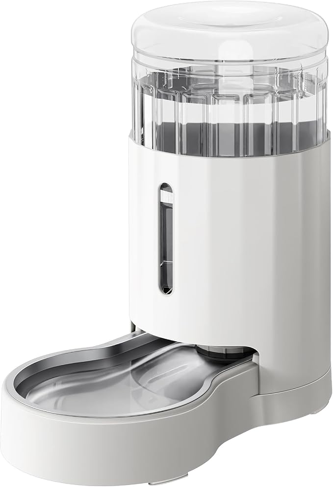 CZPET Dog Water Bowl Dispenser 7L, Wider Mouth & Upgraded Brush for Easy Cleaning Automatic Cat Gravity Refilling Waterer with Removable Stainless Steel Bowl, Large Drinking Area for Multi-Pet (White)