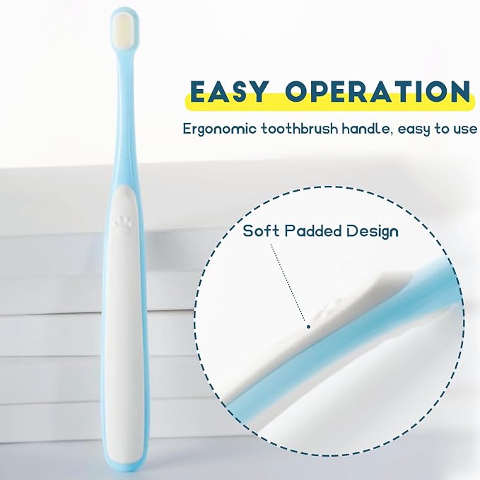 Small Dog Toothbrush, Cat & Puppy Tooth Brushing Kit, Ultra Soft & Mini Head Tooth Brush for Kitten & Tiny Pet, Doggy Toothbrushes Deep Dental Teeth Cleaning, Soft Bristles, 2 PCS - Blue