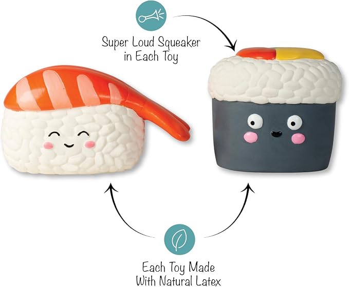 Fringe Studio SOYMATES, Set of 2, Latex Dog Toy Sets, Approx 6" x 2.75", Pet Shop Collection (368019)