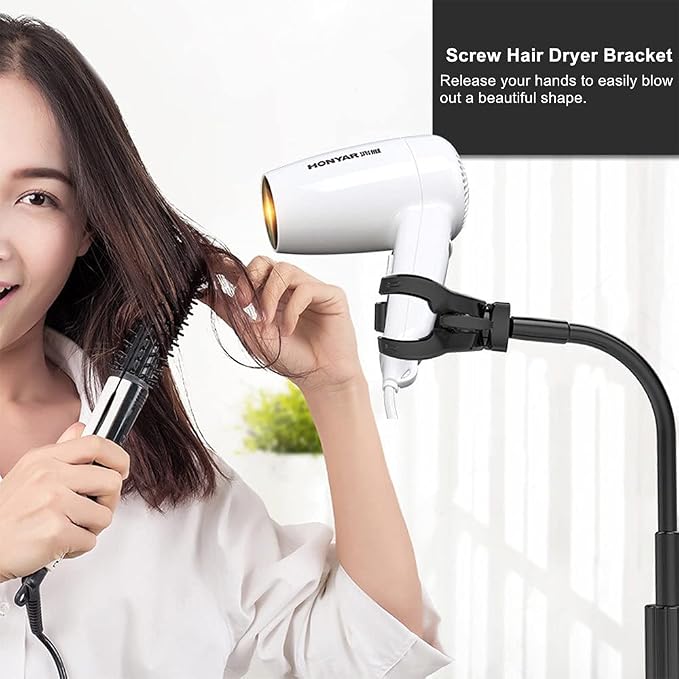 Dog Hair Dryer Stand, Pet Grooming Table Hair Dryer Holder, Hands Free Blow Dryer Holder, 360 Degrees Rotatable Lazy Hair Dryer Stand with Adjustable Clamp Mount for Dog Cat Grooming