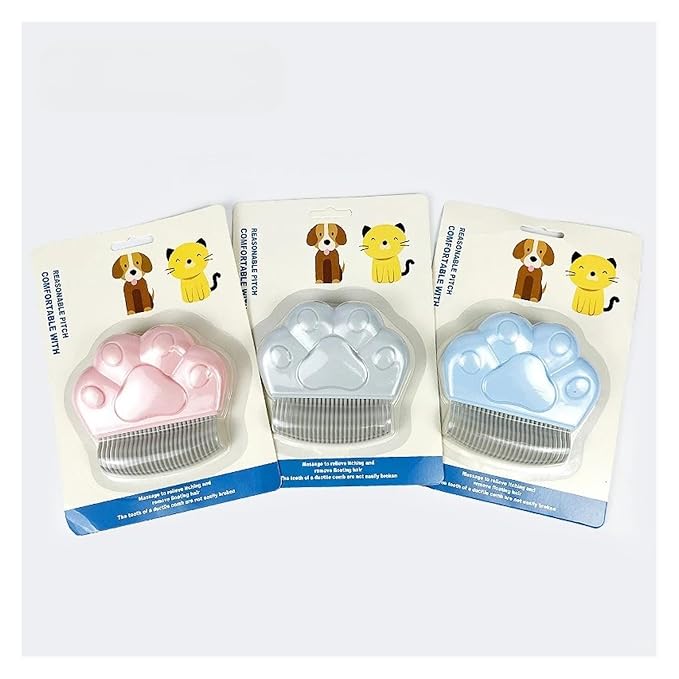 Double-Sided Stainless Steel Cat Brush - Pet Grooming Tool for Shedding and Hair Removal(Blue)