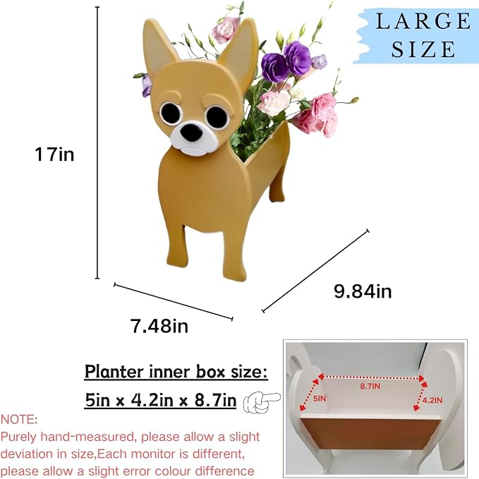 Yellow Chihuahua Dog Planter Pots, Animal Shaped Flower Pot