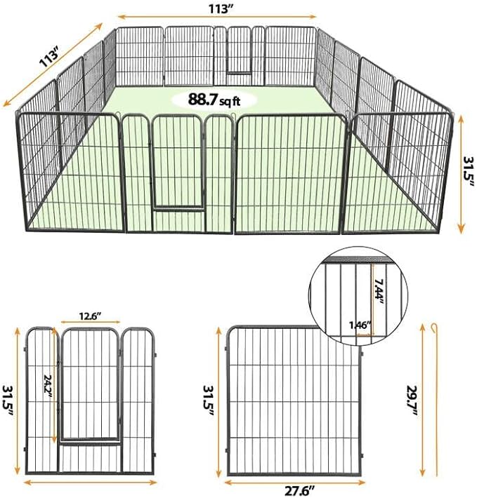 ZENY Dog Playpen, 32in 16 Panels