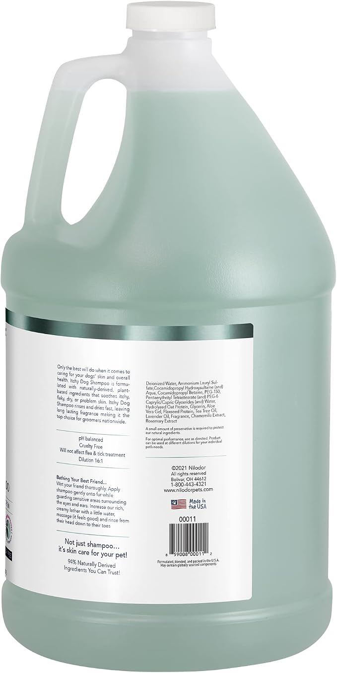 Bobbi Panter Itch Relief Dog Shampoo Tea Tree, Lavender & Flaxseed – Soothing Natural Formula for Itchy & Irritated Skin, Moisturizing, Tear-Free, 16:1 Concentrate, 1 Gallon (Case of 4)