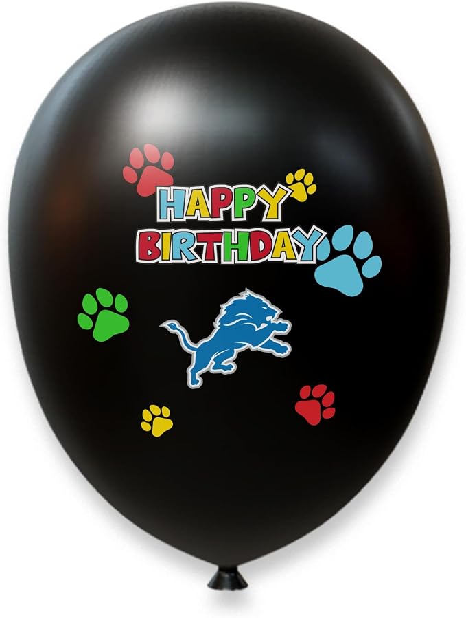 NFL Detroit Lions Dog Birthday Party Set 8pcs with 1 Football Bandana Large/X-Large, 1 Birthday Cake Toy & 6 B-Day Balloons, Dog Birthday Set, Costume, Fun Doggie Party Accesories