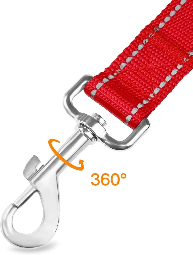 Joytale Dog Collar Bundle with 5FTx3/4 Width Double-Sided Reflective Dog Leash,5FT Nylon Dog Leashes with Nylon Dog Collar for Small Dogs,Red