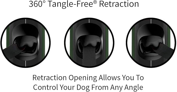 TUG Oval 360° Tangle-Free Retractable Dog Leash | Flashlight Included | Integrated Waste Bag Dispenser Pocket (Large, Green)