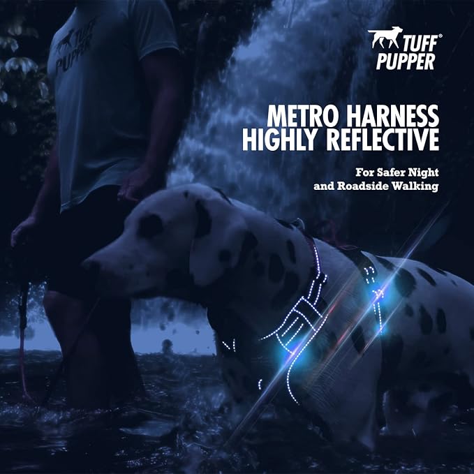 Tuff Pupper No Pull Easy Walk Dog Harness | Heavy Duty Pet Vest | Front & Back Leash Clips | Strong Safety Handle | Reflective Anti Pull Vest | Comfortable Padded Escape Proof Harness (Small, Blue)