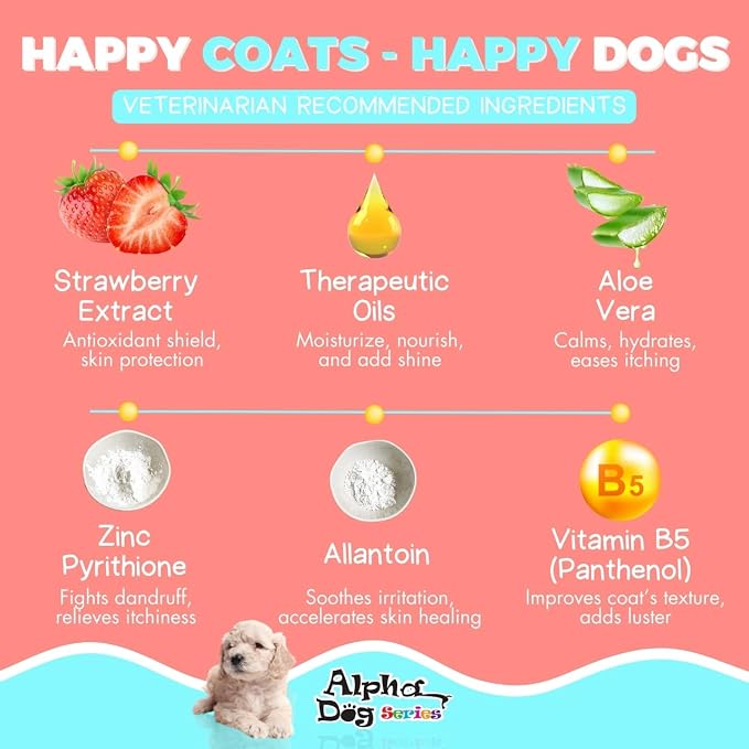 Natural Puppy Shampoo and Conditioner Tear Free with Aloe Vera, pH-Balanced Shampoo for Puppies, Tearless Dog Shampoo and Conditioner, Puppy Wash Sensitive Skin 26.4 Oz (6 Pack)
