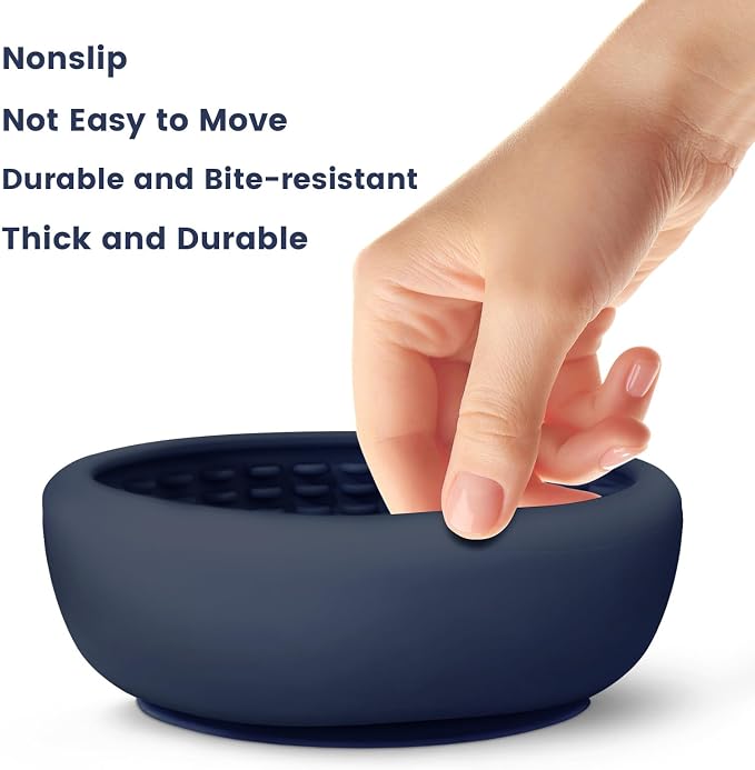 Dog Licking Bowl,Slow Feeder Dog Freeze Bowl, Anxiety Relief Treat Dispenser, Silicone Anti-chocking Pet Dish, Non-Slip Interactive Entertainment Puzzle Toy for Small & Medium-Dark Blue
