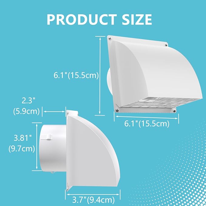 HG Power 4 Inch Dryer Vent Cover Outside with Removable Screen, White