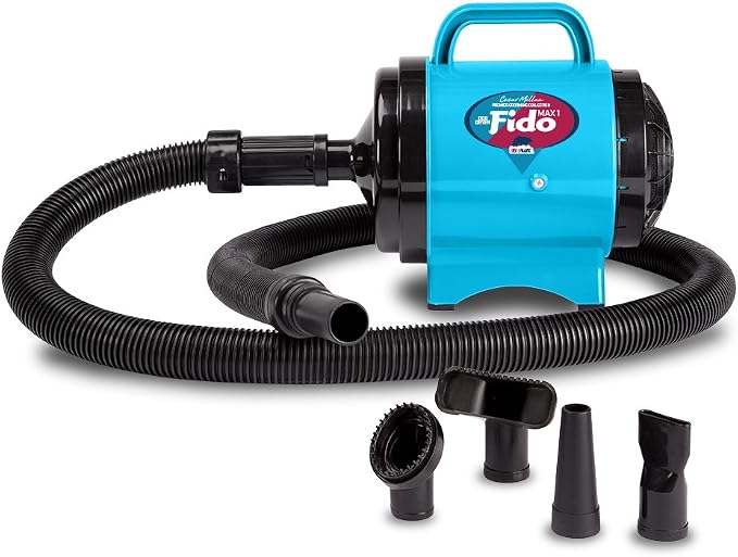 B-Air BA-FM-1-T Fido Max 1 Dog Dryer Premier Grooming Collection with 6-Foot Hose and 4 Grooming Nozzles, Turquoise