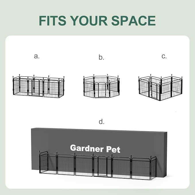 Gardner Pet Dog Playpens, 24" H 8 Panels Dog Pen Outdoor/Indoor Dog Fence Exercise Pen for Small/Medium Dogs, Foldable Pet Play Yard Gate with Gravity Automatic Lock, Pet Playpen, Black