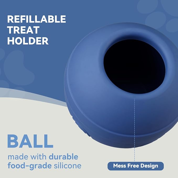 Long-Lasting Interactive Dog Lick Toy, Stuffable Dog Enrichment to Keep Dogs Busy, Wobbly Treat Dispensing Freezable Chew Toys, Food-Grade Safe (Dark Blue,L)