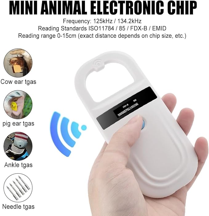 Dog Cat Microchip Reader, 134.2kHz 128 Groups of Data Storage Animal Chip Registration RFID Microchips Scanner,5V USB2.0 Pet Chip Scanner