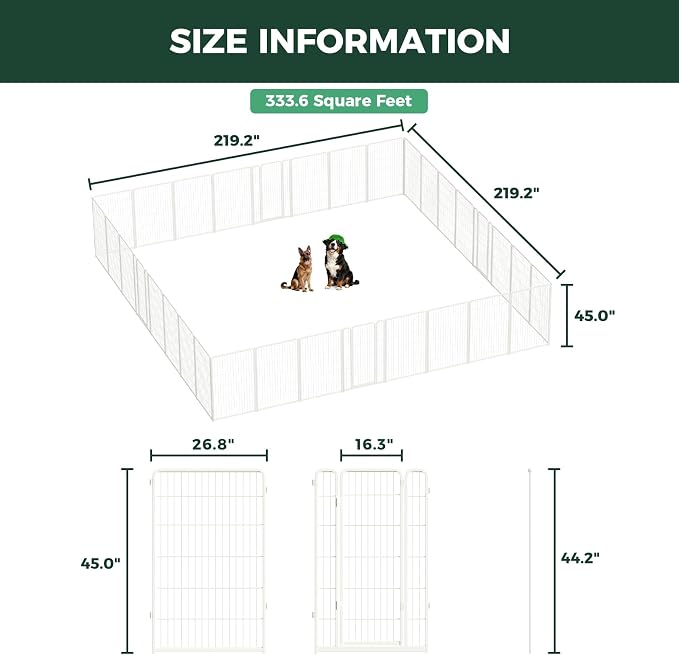 FXW Homeplus Unleashed Indoor Dog Playpen - Stress-Free and Safe Play, Heavy Duty 45 Inch 32 Panels Dog Pen for Large Dogs, White│Patented
