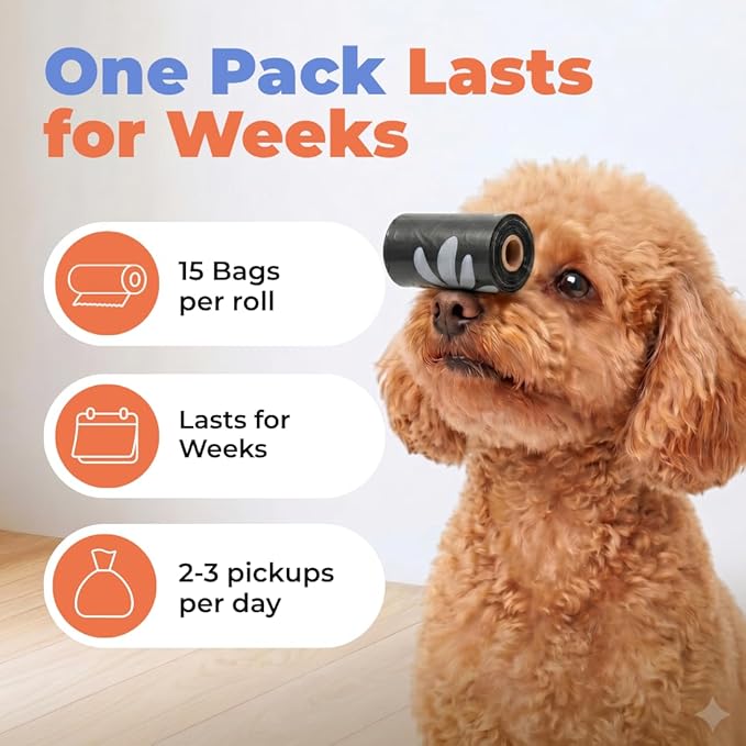 Best Pet Supplies Dog Poop Bags for Waste Refuse Cleanup, Doggy Roll Replacements for Outdoor Puppy Walking and Travel, Leak Proof and Tear Resistant, Thick Plastic - Black (Unscented), 600 Bags