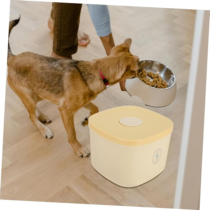 Luxshiny Small Vacuum Sealed Dog Food Container Airtight Pet Food Storage Bin with Lid, Small, Yellow