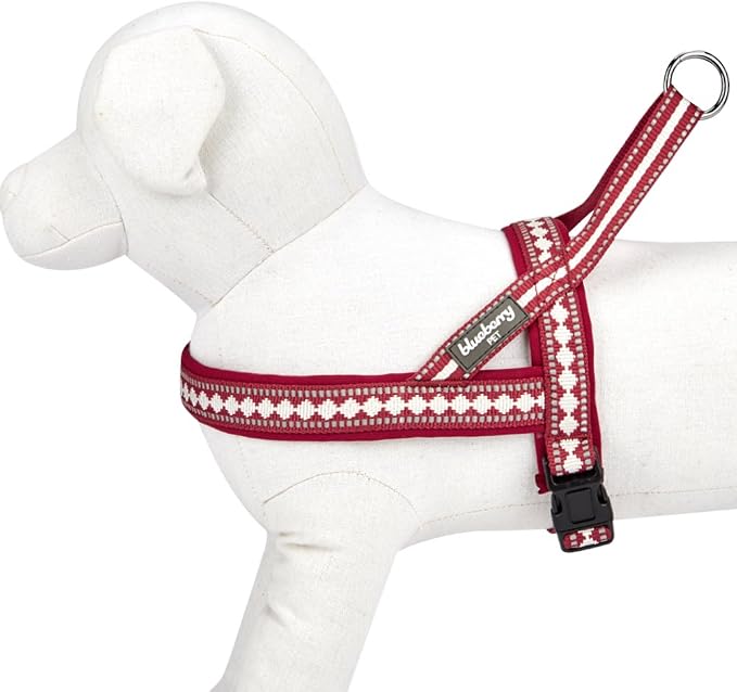 Blueberry Pet 4 Colors Soft & Comfy 3M Reflective Jacquard Padded Dog Harness, Chest Girth 30" - 38.5", Marsala Red, Large, Adjustable Harnesses for Dogs