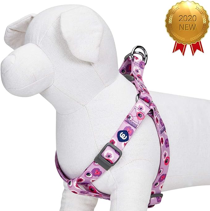 Blueberry Pet Essentials Step-in Spring Scent Inspired Garden Floral Dog Harness in Light Purple, Chest Girth 26" - 39", Large, Adjustable Harnesses for Dogs
