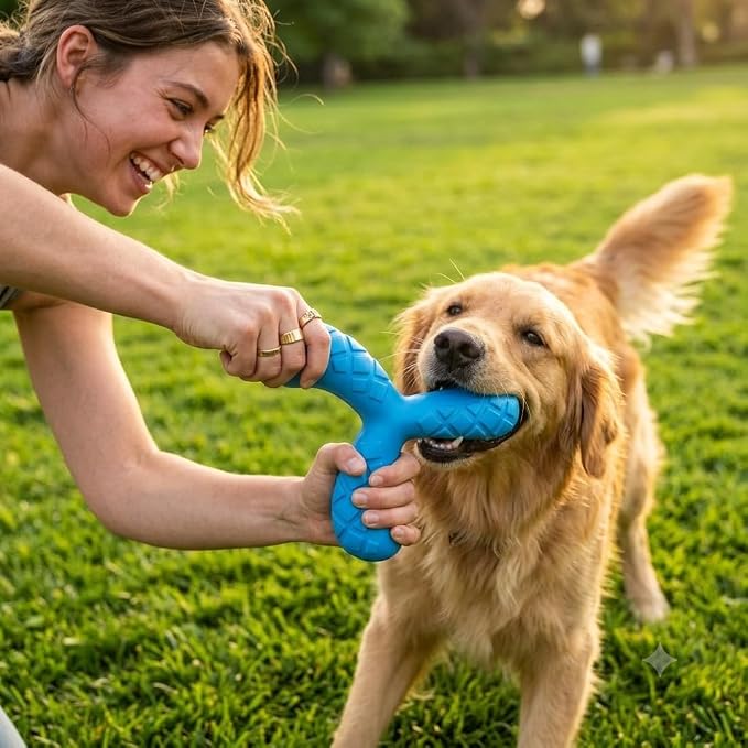 Dog Chew Toy, Durable Y-Shape Dental Toy, Royal Blue