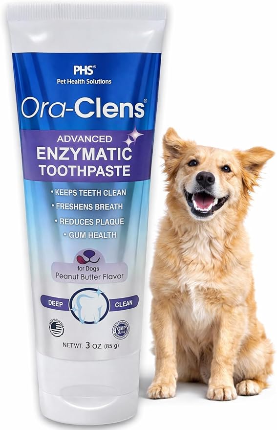 Advanced Enzymatic Toothpaste for Dogs, Peanut Butter Flavor Dog Toothpaste, Helps Clean Teeth & Freshen Breath, Supports Oral Hygiene, Dog Dental Care Toothpaste Gel, 3 oz