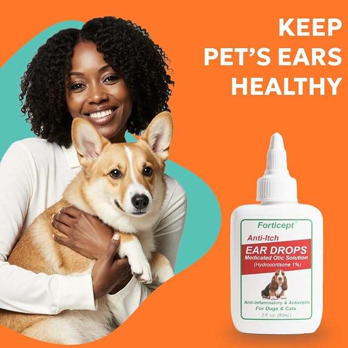 Forticept Dog and Cat Ear Infection Treatment with 1% Hydrocortisone, 2 oz