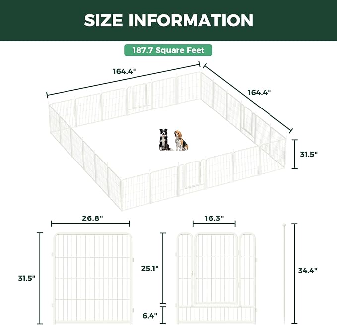 FXW Rollick Unleashed Dog Playpen, 32in, 24 Panels, Small/Medium, White