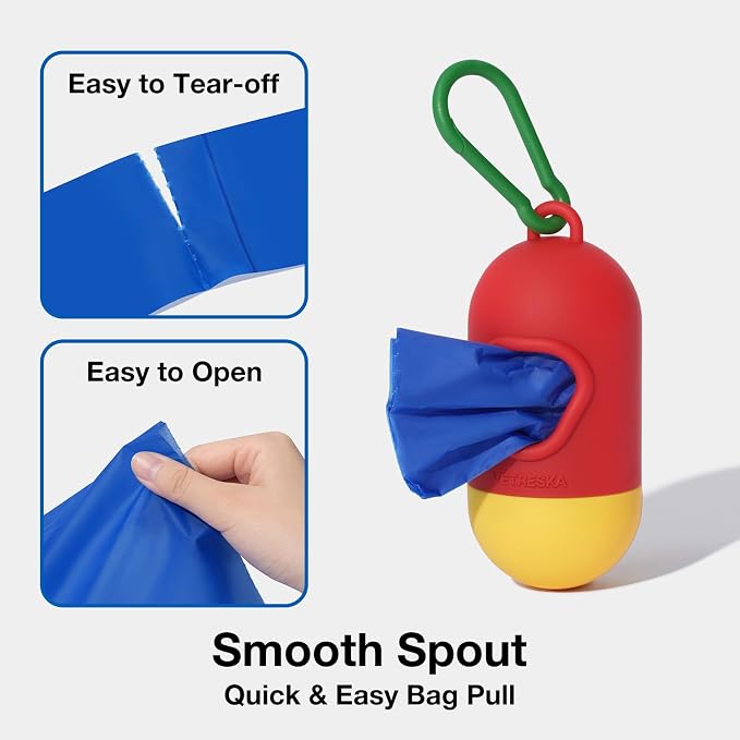 VETRESKA Dog Poop Bag with Dispenser, Leak Proof and Extra Thick Pet Waste Bags for Dog Walking and Cat Litter, Spiced Vetiver & Moss Scented, 105 Count
