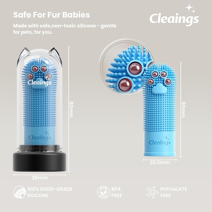 Dog Finger Toothbrush with Flavor Burst Beads, 360° Silicone Dog Toothbrush Kit for Dogs & Cats, Deep Teeth Cleaning, (36 Beads per Brush), No Pet Toothpaste Needed - 2 Pcs Beef Flavor