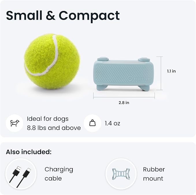 Tractive GPS Dog Tracker (2025 Release) Real-time Pet Location Tracker | Health & Wellness Alerts | Virtual Fence for Dogs | Bark Monitoring (Mint w/Pink Cover)