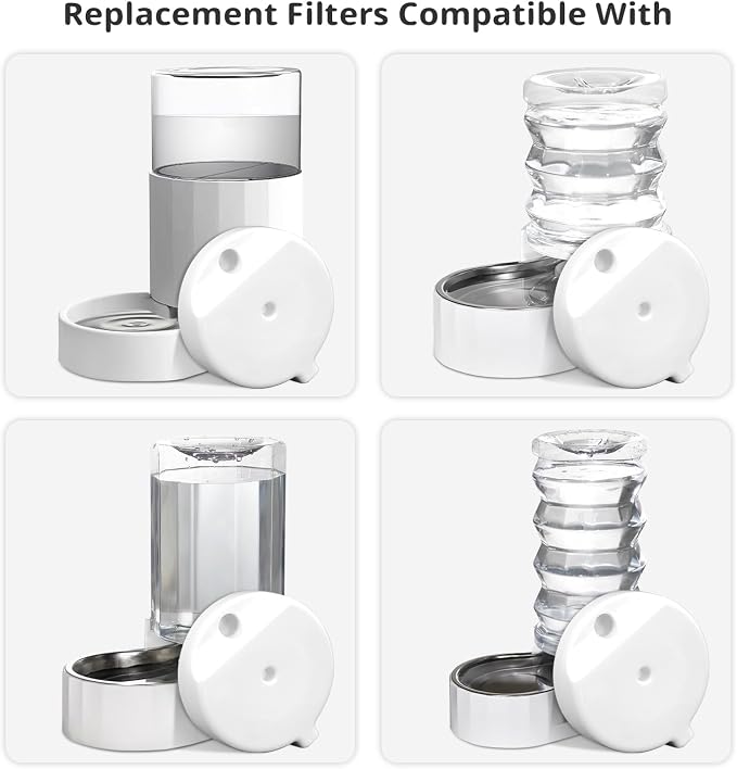 8Pcs Gravity Pet Water Fountain Filters, 8-Pack, 3.6L, Activated Carbon