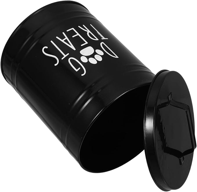 ABOOFAN 1piece Food Storage Container Airtight Pet Treat Holder Metal Grain Storage for Dogs and Puppies Space Efficient and Easy to Safe for Food and Treats