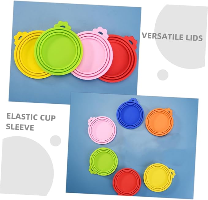 Ciieeo 6pcs Silicone Can Covers for Dog and Cat Food Dishwasher Safe Lids in Colors Yellow Orange Green Red Airtight Seal to Maintain Freshness and