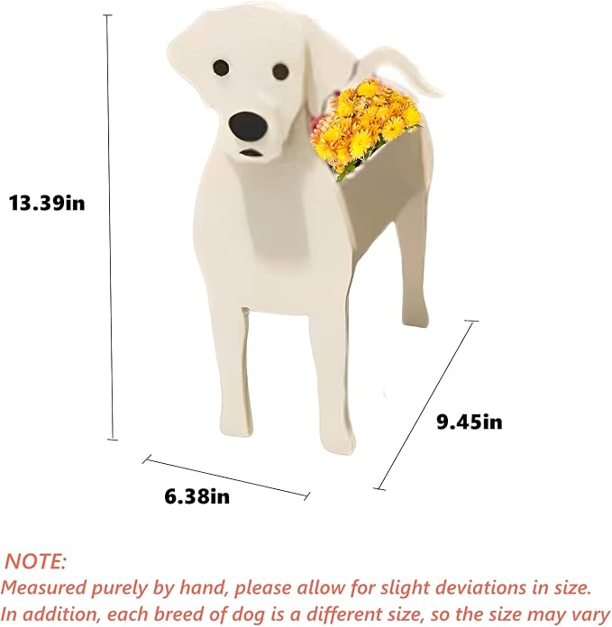 White Labrador Dog Planter Pots, Animal Shaped Flower Pot