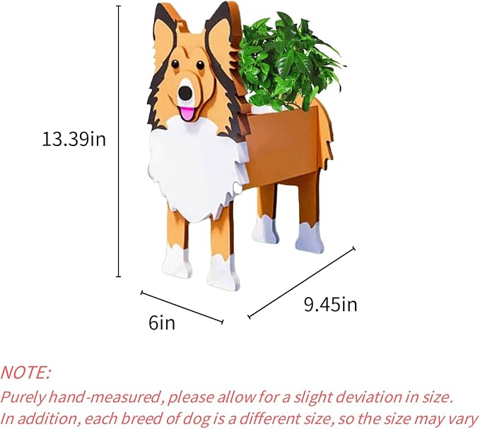 Sheltie Dog Planter Pots, Animal Shaped Flower Pot