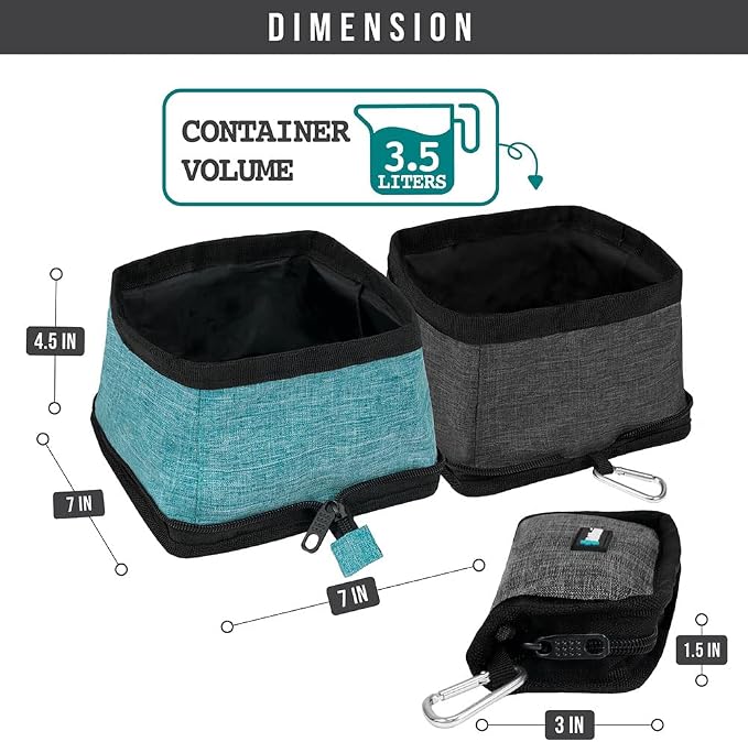 PetAmi Collapsible Dog Bowls, 2 Pack, Travel Set, Blue