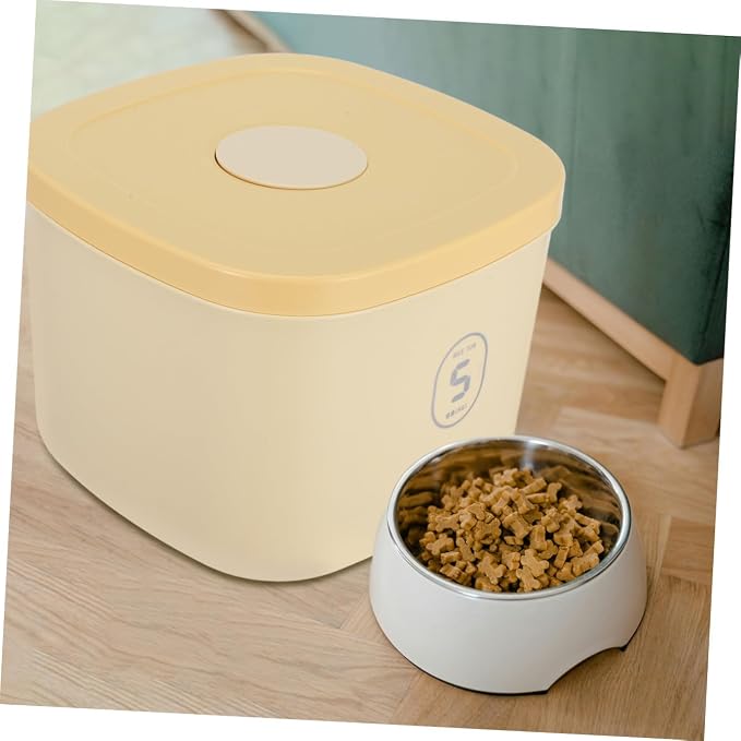 SHINEOFI Vacuum Sealed Pet Food Storage Container Airtight Small Capacity Yellow Dog Food Holder, Small, Yellow