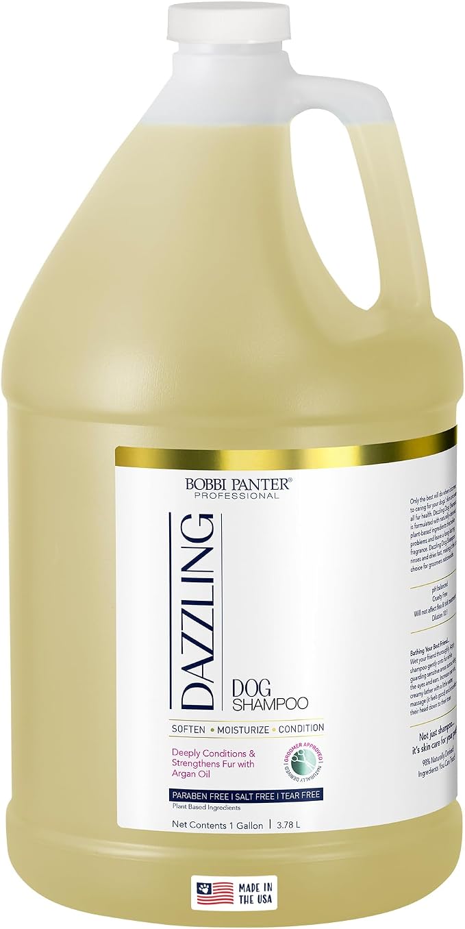 Bobbi Panter 2-in-1 Dog Shampoo & Conditioner for Shedding – Detangling Natural Formula Reduces Shedding & Tangles, Softening, Tear-Free, 10:1 Concentrate, Made in USA, 1 Gallon