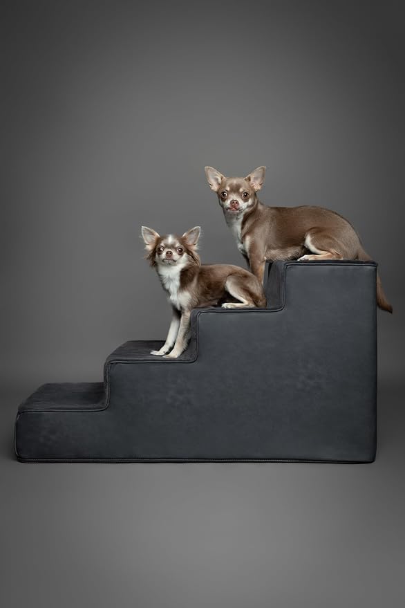 Noah & Paw Dog Stairs, Dog Ramp for Bed (20" Extra Wide) Pet Stairs for High Bed, Design to Fit Small and Large Breeds, Durable 5 Pet Steps for Couch (35 Foam Density) Leather Collection
