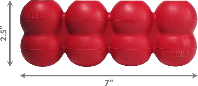 KONG Goodie Ribbon, Stuffable Natural Rubber Dog Toy, for Medium Dogs | Stuffable Bone-Shaped Rubber Toy with Four Fillable Goodie Grippers for Fun, Treat-Based Enrichment Play