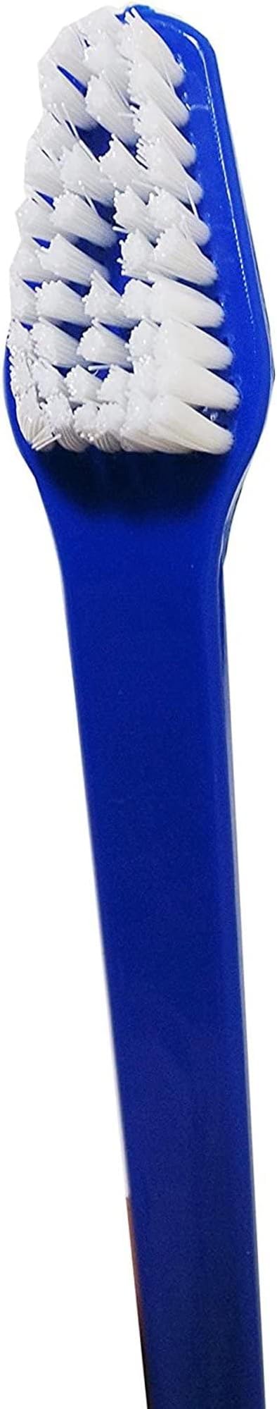 Duke's Pet Products 4 Piece Double Sided Canine Toothbrush Set with Long 8 1/2 Inch Handle (Blue, 4 Peice)